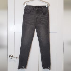 Risen Jeans Size 11 Hi Rise Faded Black Charcoal Grey Stretch Whiskering